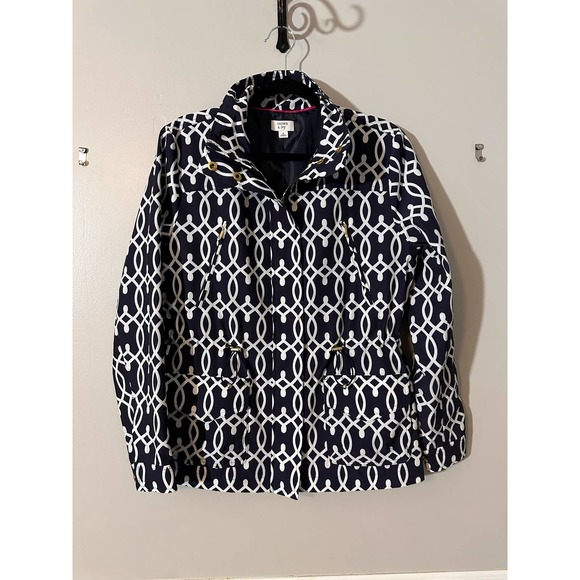 Crown and Ivy Rain Coat. Blue and White-M - Picture 2 of 9